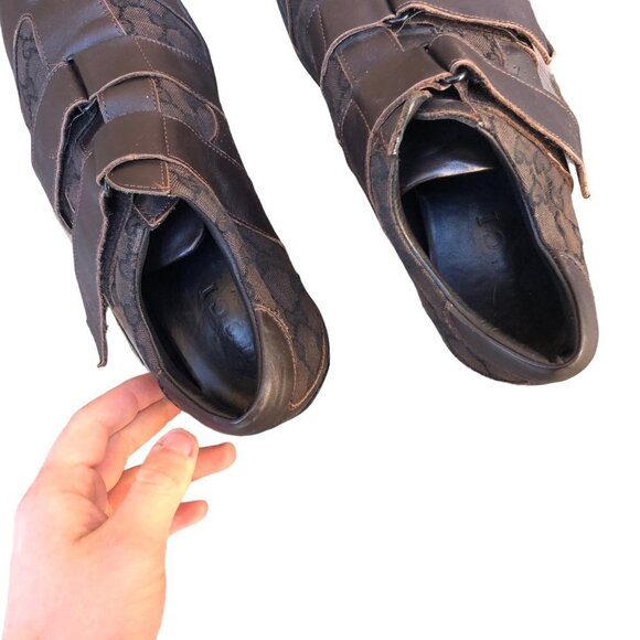 GUCCI Shoes Brown Guccissima Leather Velcro Sneakers Size 44 AUTHENTIC - Picture 16 of 16